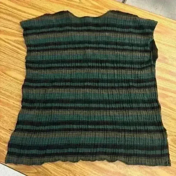 Eileen Fisher Boxy Loose V-Neck Cap Sleeve Top | Color: Black/Green | Size PM/PL - Picture 8 of 13